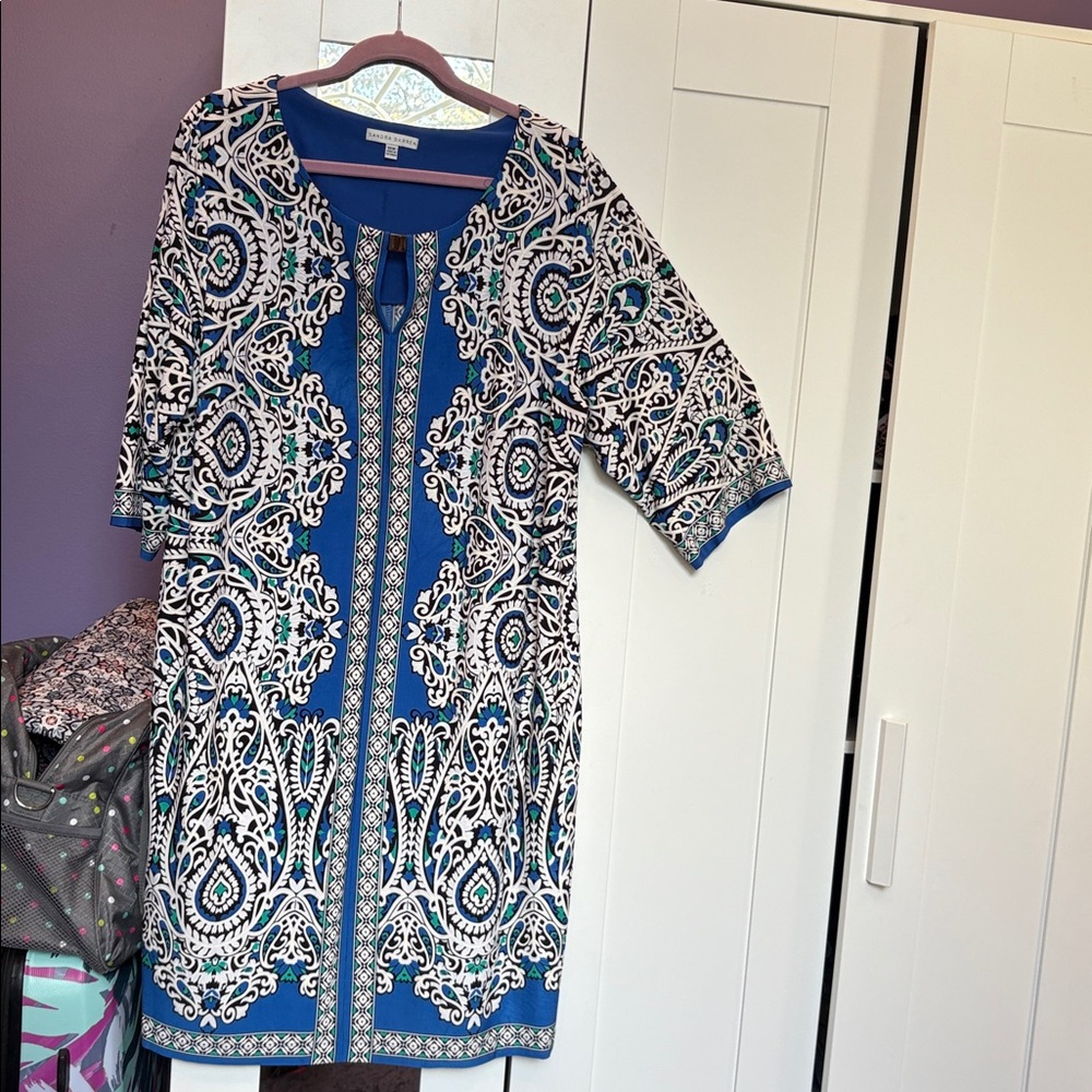 Sandra Darren Blue and Pink Dress